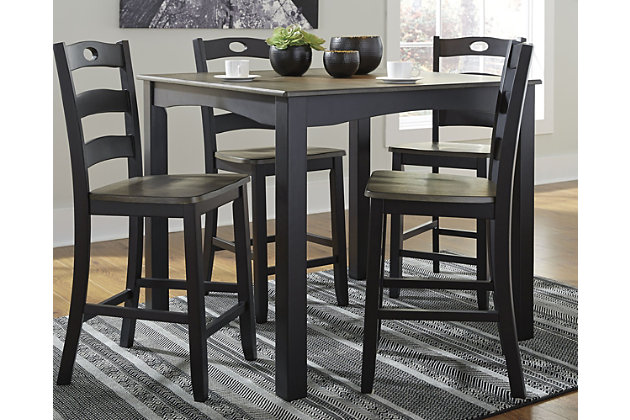 Froshburg Counter Height Dining Table, Square High Table And Stools