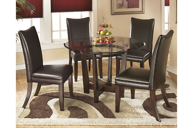 Charrell Dining Table And 4 Chairs Set, Round Glass Dining Table Ashley Furniture