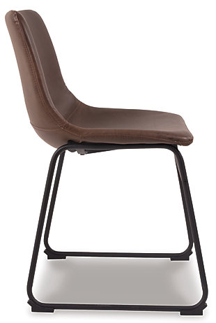 With its distinctive contoured bucket seat and tubular metal base, the Centiar dining chair serves up a fresh twist on mid-century inspired style. Faux leather upholstery has a charmingly vintage tone. What a timeless look for eat-in kitchens and casually cool dining rooms.Tubular metal base | Bucket seat | Faux leather upholstery | Assembly required | Excluded from promotional discounts and coupons | Estimated Assembly Time: 30 Minutes