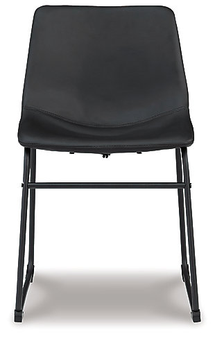 With its distinctive contoured bucket seat and tubular metal base, the Centiar dining chair serves up a fresh twist on mid-century inspired style. Faux leather upholstery has a charmingly vintage tone and a color-coordinated frame. What a timeless look for eat-in kitchens and casually cool dining rooms.Tubular metal base with black finish | Bucket seat | French black faux leather upholstery | Assembly required | Estimated Assembly Time: 30 Minutes