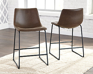 With its distinctive contoured bucket seat and tubular metal base, the Centiar upholstered bar stool serves up a fresh twist on mid-century inspired style. Practical faux leather has a charmingly vintage tone. What a timeless look for eat-in kitchens and casually cool dining rooms.Tubular metal base | Bucket seat | Faux leather upholstery | Counter height | Assembly required | Excluded from promotional discounts and coupons | Estimated Assembly Time: 45 Minutes