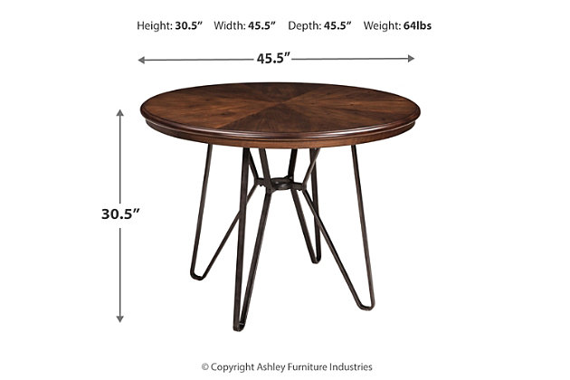 Rustic Brown Round Ashley Furniture Signature Design Mid Century Modern Style Centiar Dining Room Table