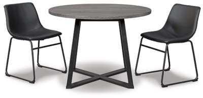 Centiar Dining Table and 2 Chairs, Black, large