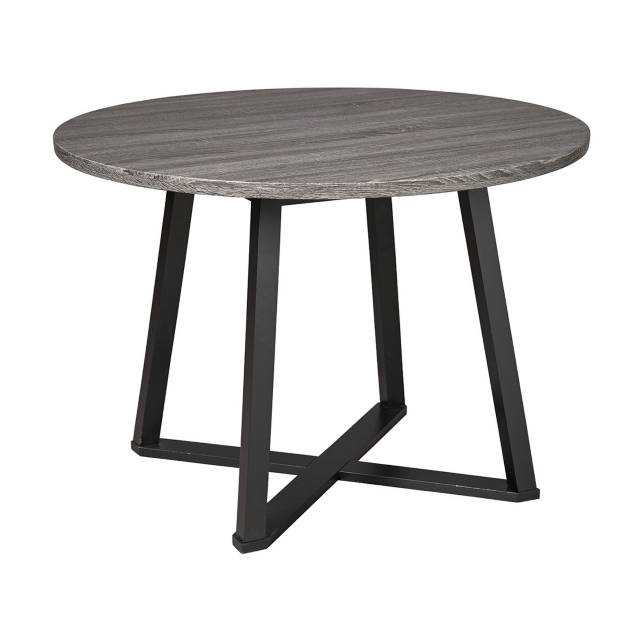 Centiar Round Dining Table with X-Shaped Metal Base