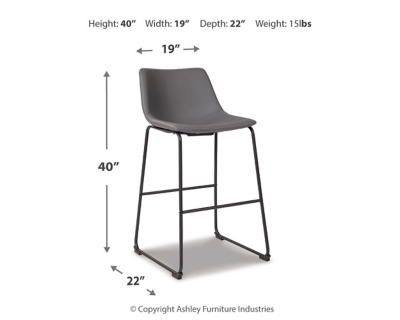 Centiar Pub Height Bar Stool, Gray, large