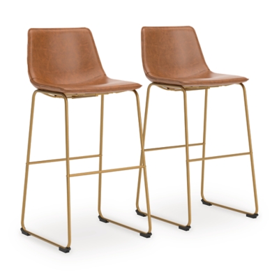Crandox Bar Height Bar Stool, Brown/Gold, rollover
