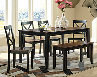 Larsondale Dining Table and Chairs with Bench (Set of 6), , rollover