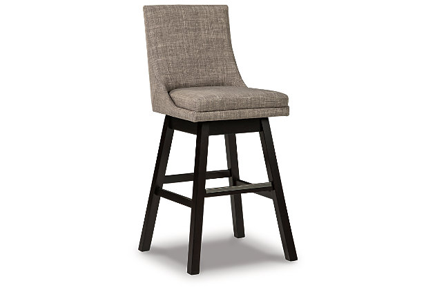 The Tallenger barstool invites you to take contemporary modern style for a spin. Comfortably cushioned seat, self-returning swivel and contoured back make it beautifully in tune with your needs. Luxurious woven upholstery is a sensational touch.Made of wood | Linen-weave polyester upholstery | Foam cushioned seat and back | Swivel seat with self-return feature | Footrest for added support | Assembly required | Estimated Assembly Time: 30 Minutes