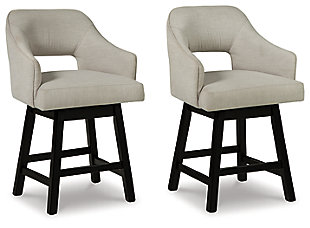 The Tallenger barstool invites you to take contemporary modern style for a spin. Comfortably cushioned seat, self-returning swivel and contoured back make it beautiy in tune with your needs. Luxurious woven upholstery is a sensational touch.Made of wood | Woven polyester upholstery | Foam cushioned seat and back | Swivel seat with self-return feature | Footrest for added support | Assembly required | Estimated Assembly Time: 30 Minutes