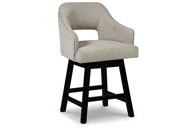 The Tallenger barstool invites you to take contemporary modern style for a spin. Comfortably cushioned seat, self-returning swivel and contoured back make it beautifully in tune with your needs. Luxurious woven upholstery is a sensational touch.Made of wood | Woven polyester upholstery | Foam cushioned seat and back | Swivel seat with self-return feature | Footrest for added support | Assembly required | Estimated Assembly Time: 30 Minutes