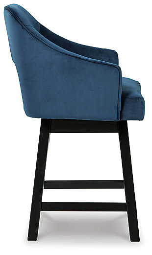 The Tallenger barstool invites you to take contemporary modern style for a spin. Comfortably cushioned seat, self-returning swivel and contoured back make it beautifully in tune with your needs. Luxurious velvet upholstery is a sensational touch.Made of wood | Velvet polyester upholstery | Foam cushioned seat and back | Swivel seat with self-return feature | Footrest for added support | Assembly required | Estimated Assembly Time: 30 Minutes