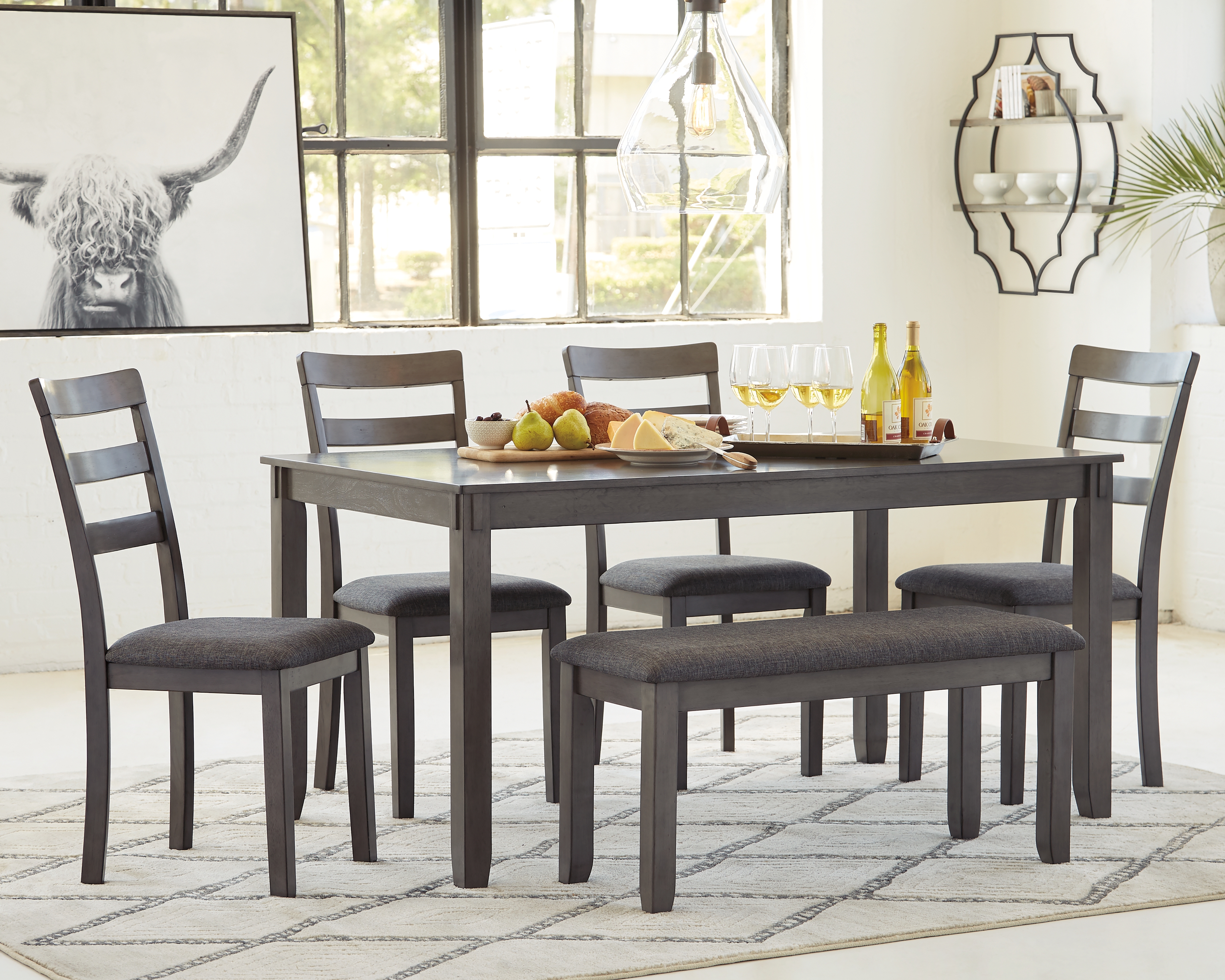 Bridson Dining Table And Chairs With, Dining Room Table And Chairs With Bench Set Of 6
