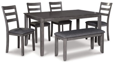 Bridson Dining Table and Chairs with Bench (Set of 6), , large