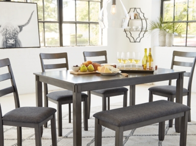 Bridson Dining Table And Chairs With Bench Set Of 6 Ashley Furniture Homestore