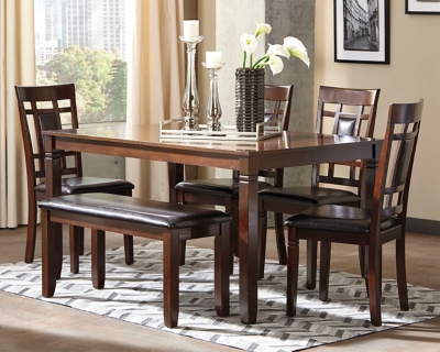 bennox dining room table and chairs with bench (set of 6