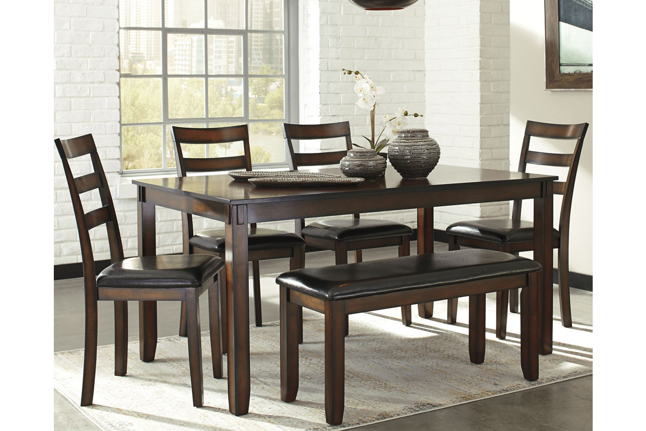 Coviar Dining Table And Chairs With Bench Set Of 6 Ashley