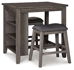 Caitbrook Counter Height Dining Table and Bar Stools (Set of 3), Gray, large