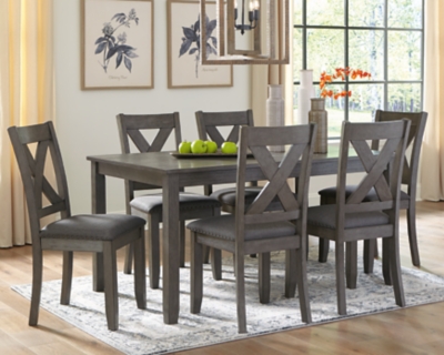 D388-425 Caitbrook Dining Table and 6 Chairs Set, Gray sku D388-425