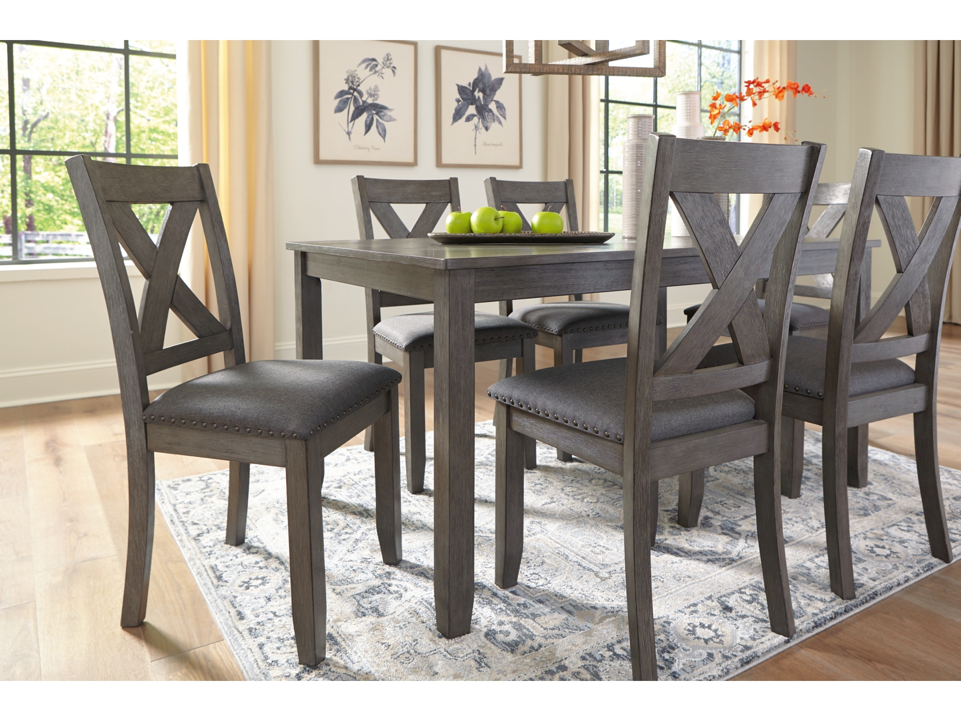 Image 1 of Caitbrook Dining Table and 6 Chairs Set grey
