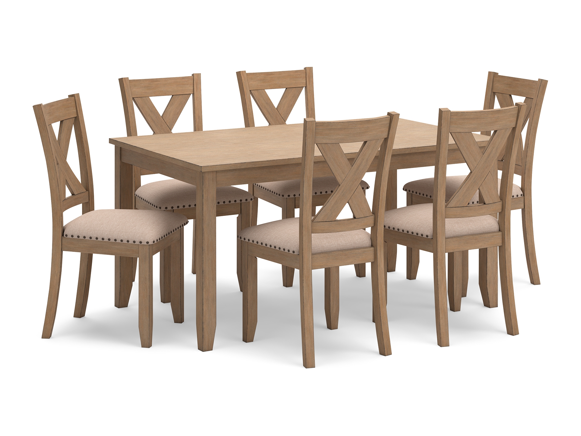 Image 1 of Sanbriar Dining Table and 6 Chairs Set Light Brown 