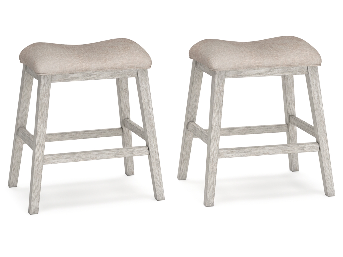 Skempton Counter Height Stool - White/Light Brown - (D394-024)