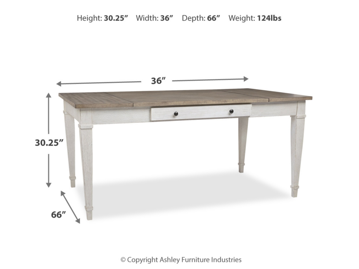 Skempton Dining Table - White/Light Brown - (D394-25)