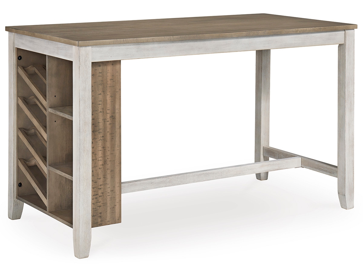 Skempton Counter Height Dining Table with Built In Wine Rack and Shelves Ashley