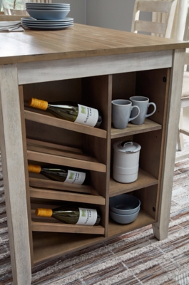 Dining table with online built in wine rack