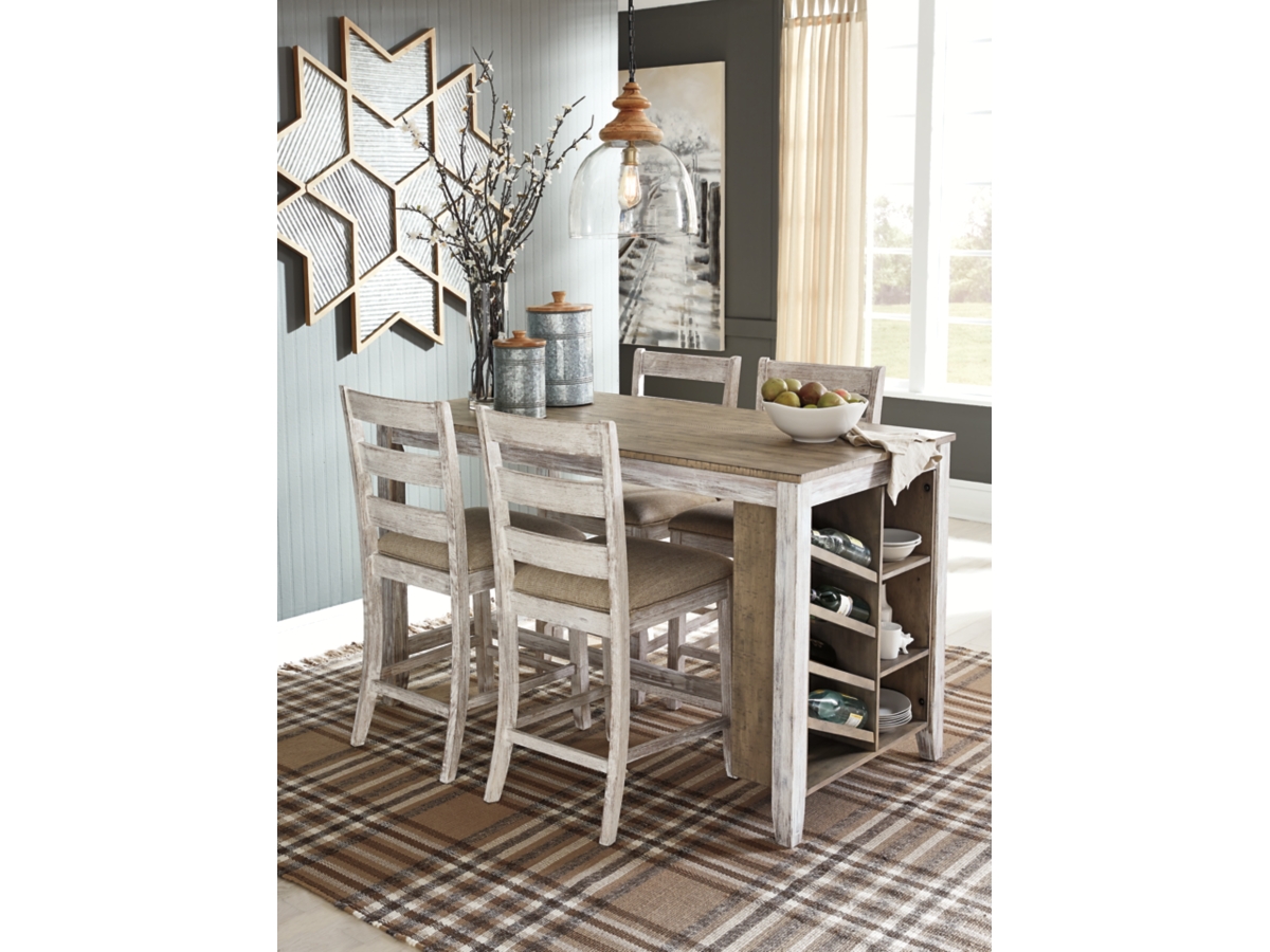 Skempton Counter Height Dining Table with Built In Wine Rack and Shelves