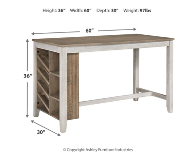 Skempton Counter Height Dining Table and 4 Barstools, White/Light Brown, large