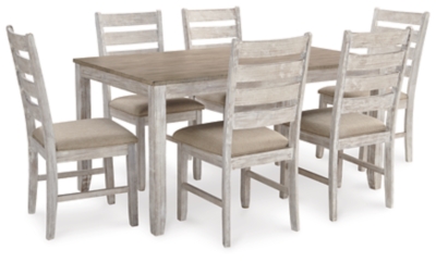 Skempton Dining Table and Chairs (Set of 7), White/Light Brown, large
