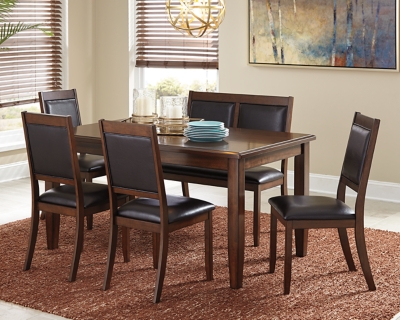 Meredy Dining Room Table And Chairs, Meredy Dining Room Table And Chairs With Bench Set Of 6
