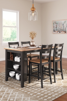 Gesthaven Counter Height Dining Table and 4 Barstools, Natural/Brown, rollover