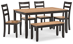 Gesthaven Dining Table with 4 Chairs and Bench (Set of 6), , large