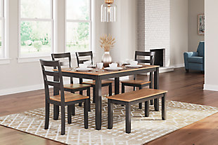Gesthaven Dining Table with 4 Chairs and Bench (Set of 6), , rollover