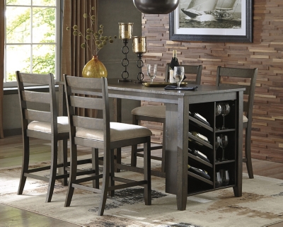 Rokane Counter Height Dining Table with Built In Wine Rack and