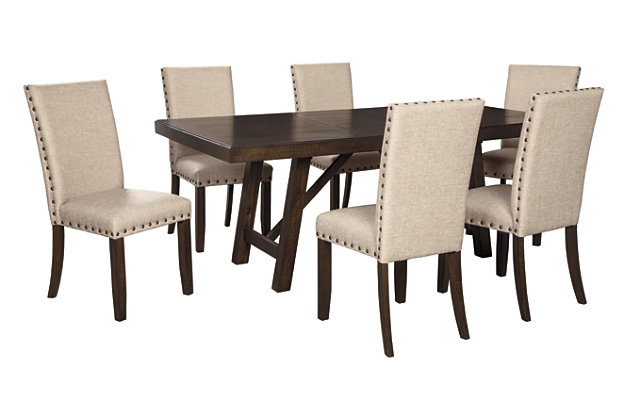 Rokane Dining Table And 6 Chairs Set, Rokane Brown Dining Room Table