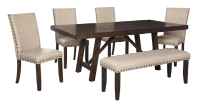 Rokane Dining Table and 4 Chairs and Bench, , large