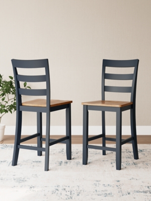 D399-124 Gesthaven Counter Height Barstool, Natural/Blue sku D399-124