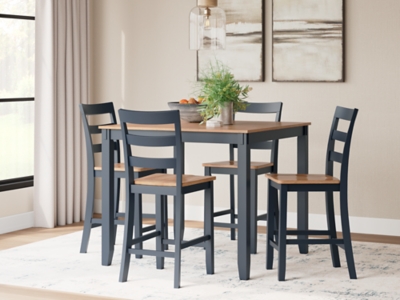 Gesthaven Counter Height Dining Table and 4 Barstools (Set of 5), Natural/Blue, rollover