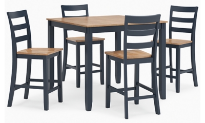 Gesthaven Counter Height Dining Table and 4 Barstools (Set of 5), Natural/Blue, large