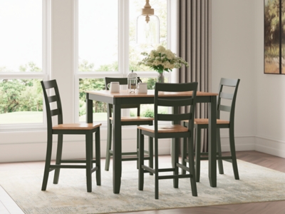 Gesthaven Dining Table and 4 Barstools, Natural/Green, Wood