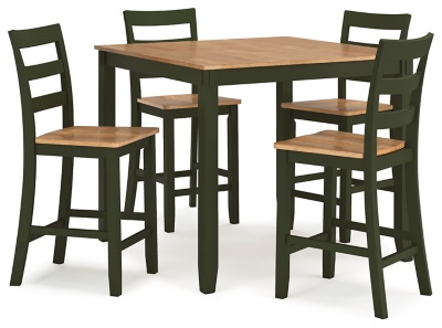 Gesthaven Counter Height Dining Table and 4 Barstools (Set of 5), Natural/Green, large