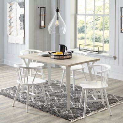 APG-D407-254 Grannen Dining Table and 4 Chairs, White/Natural sku APG-D407-254