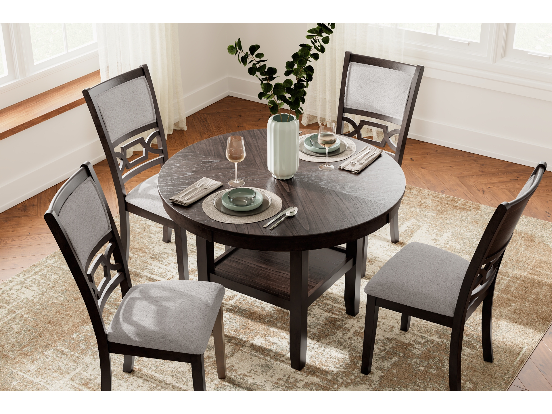 Image 2 of Langwest Dining Table and 4 Chairs Brown 
