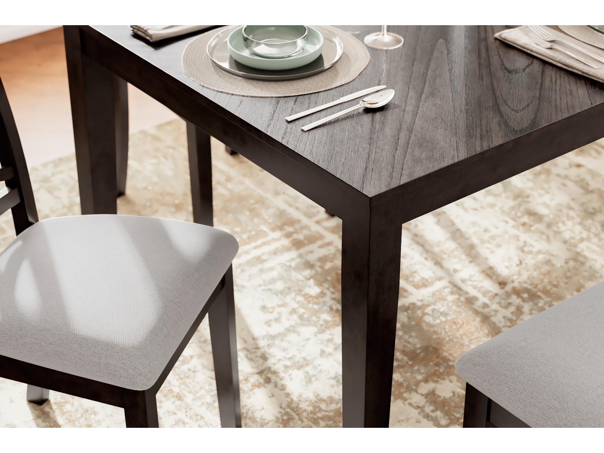 Image 2 of Langwest Dining Table and 4 Chairs and Bench