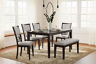 Langwest Dining Table and 4 Chairs and Bench (Set of 6), , rollover