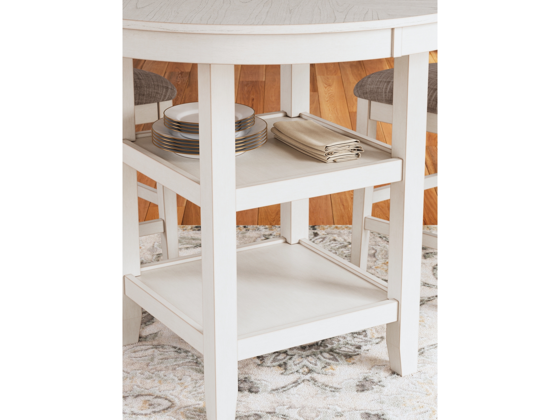 Image 2 of Erinberg Counter Height Dining Table and 4 Barstools (Set of 5) Antique White 