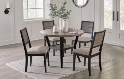 Corloda Dining Table and 4 Chairs, Black/Gray