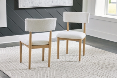 Sawdyn Dining Chair, White/Light Brown, rollover
